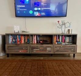 Wood TV Stand with shelves and cabinets