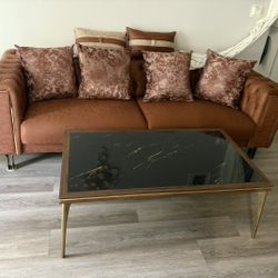 Montego Table & Dark Vison Plus Dark Brick Couch