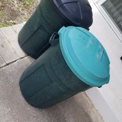 2 Rubbermaid Garbarge or Storage Containers