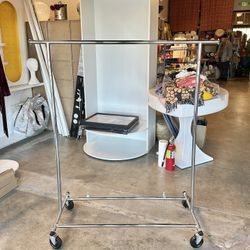 Rolling Clothing Garment Rack, 66” Tall, 4 Caster Wheels, Silver Metal, Folds Flat, Heavy Duty 