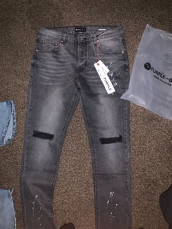 Grey brand new purple jeans with bag