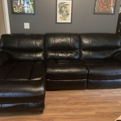 Faux Leather Sectional With Electric Recliner 