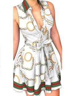 Small Gucci Style Chain Print Sleeveless Dress