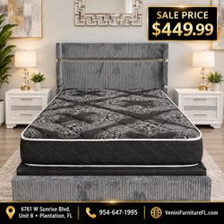 Natasha Corduroy Grey Queen Bed