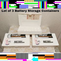 LOT OF 3 VINTAGE ENERGIZER BATTERY STORAGE CONTAINERS 