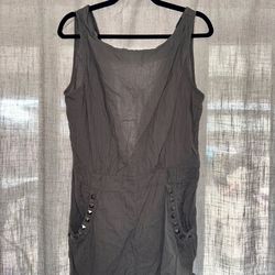 Cyrus Gray Sleeveless Studded Pocket Mini Romper