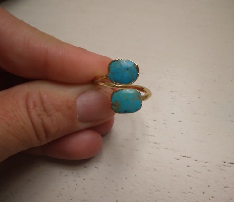 Natural Turquoise Ring Gold Plated