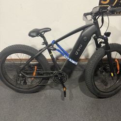 Electric fat-tire mountain bike made by DYU.