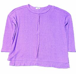 Zenana Lavender Purple Open Knit Top Exposed Seams L/XL Casual Pullover Sweater