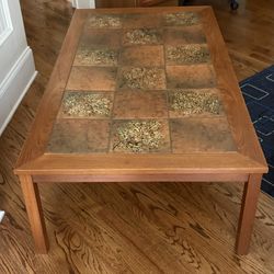 1960’s Mid Century Danish Modern Teak Coffee Table w Tile Inlay