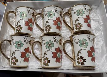 BRAND NEW - 6 Coffee Cup Set. Still In Box