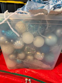 Blue and white Christmas decor
