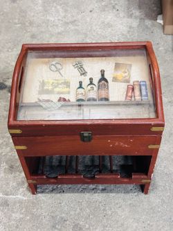 Wine Bottle Wooden Storage Case  Box Holds 3 Bottles Vintage Decoration