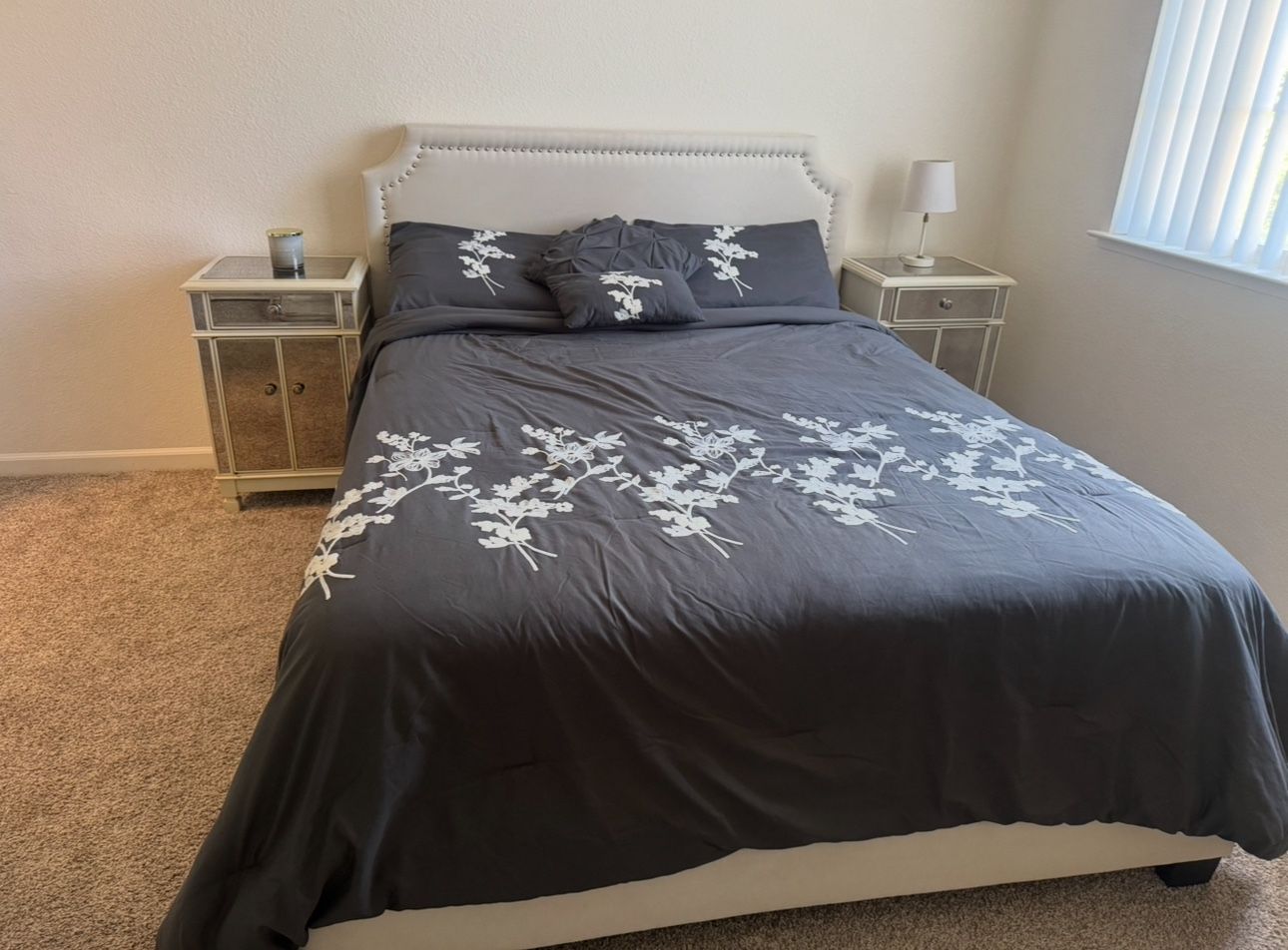 Queen Bed Frame & Two Side Tables for Sale - $300 (Mattress Not Included) -Also Could Buy Each Thing Separately