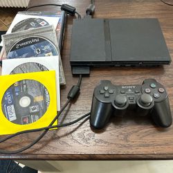 Sony PlayStation 2 PS2 Slim Console Bundle w/ Original Controller & Games