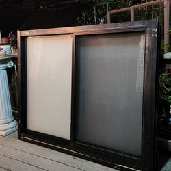 Teza?? Heavy duty sliding retro fit frosted privacy window all black 59.5x47.5