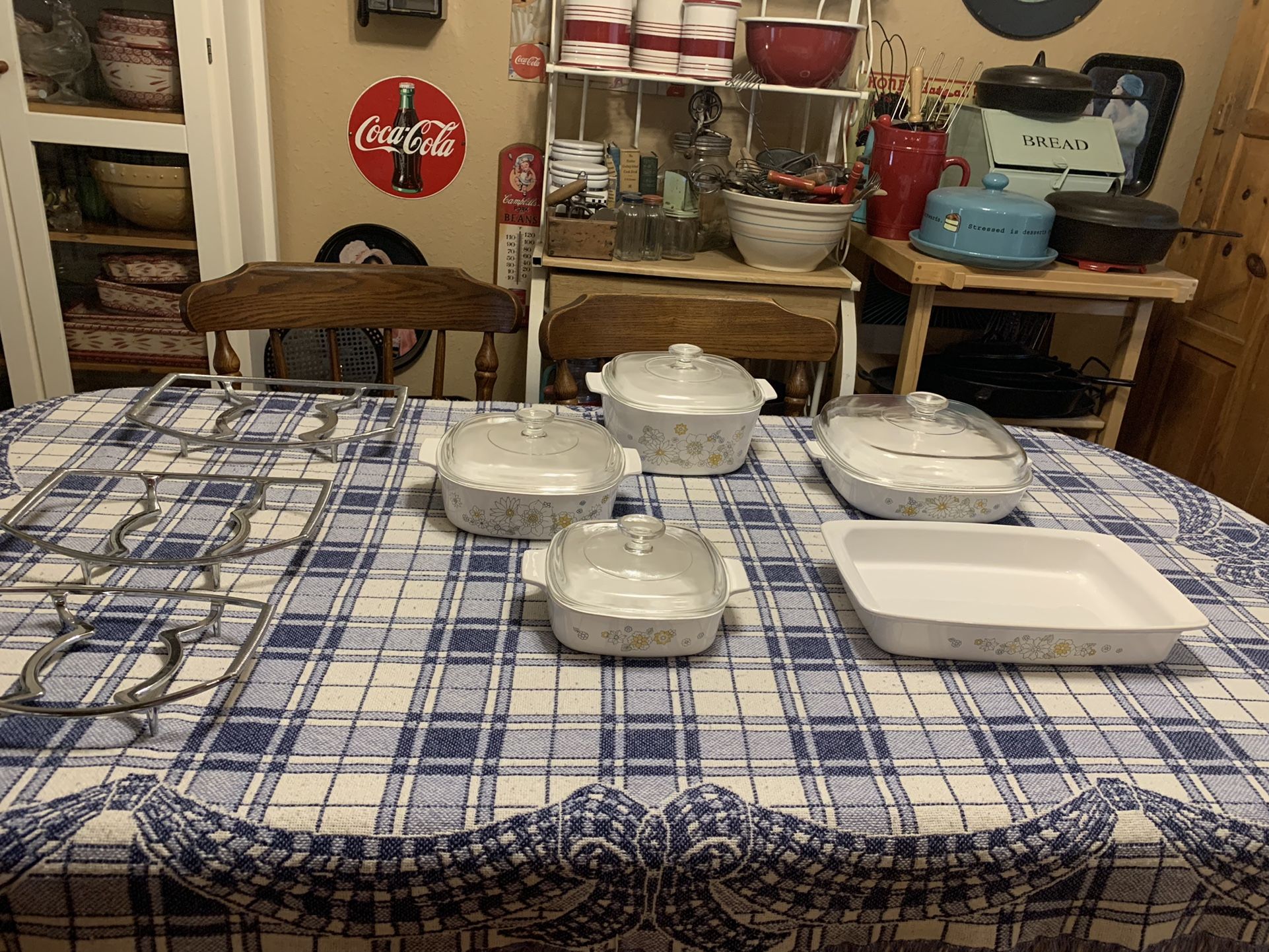 Vintage Corning Ware Floral Bouquet Cookware Set