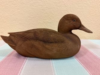 Vintage Signed Randy Tull Hand-Carved Wooden Duck Decoy