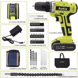  Power Cordless Drill Set: 21V Electric Driver Tool Kit Drill Driver 3/8-Inch Keyless Chuck 1500rpm Variable Speed Drilling Wall Wood Metal 43pcs Dril