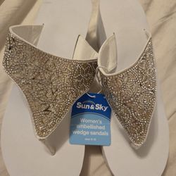 Summer Wedge Sandals Size 9-10 Bling