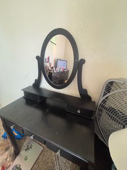 vanity with chair