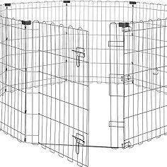 Amazon Basics Foldable Octagonal Metal Exercise Dog Playpen - Indoor/Outdoor, Single Door, Small (8 Panels, 24 x 30), Easy to assemble and store, 30" 