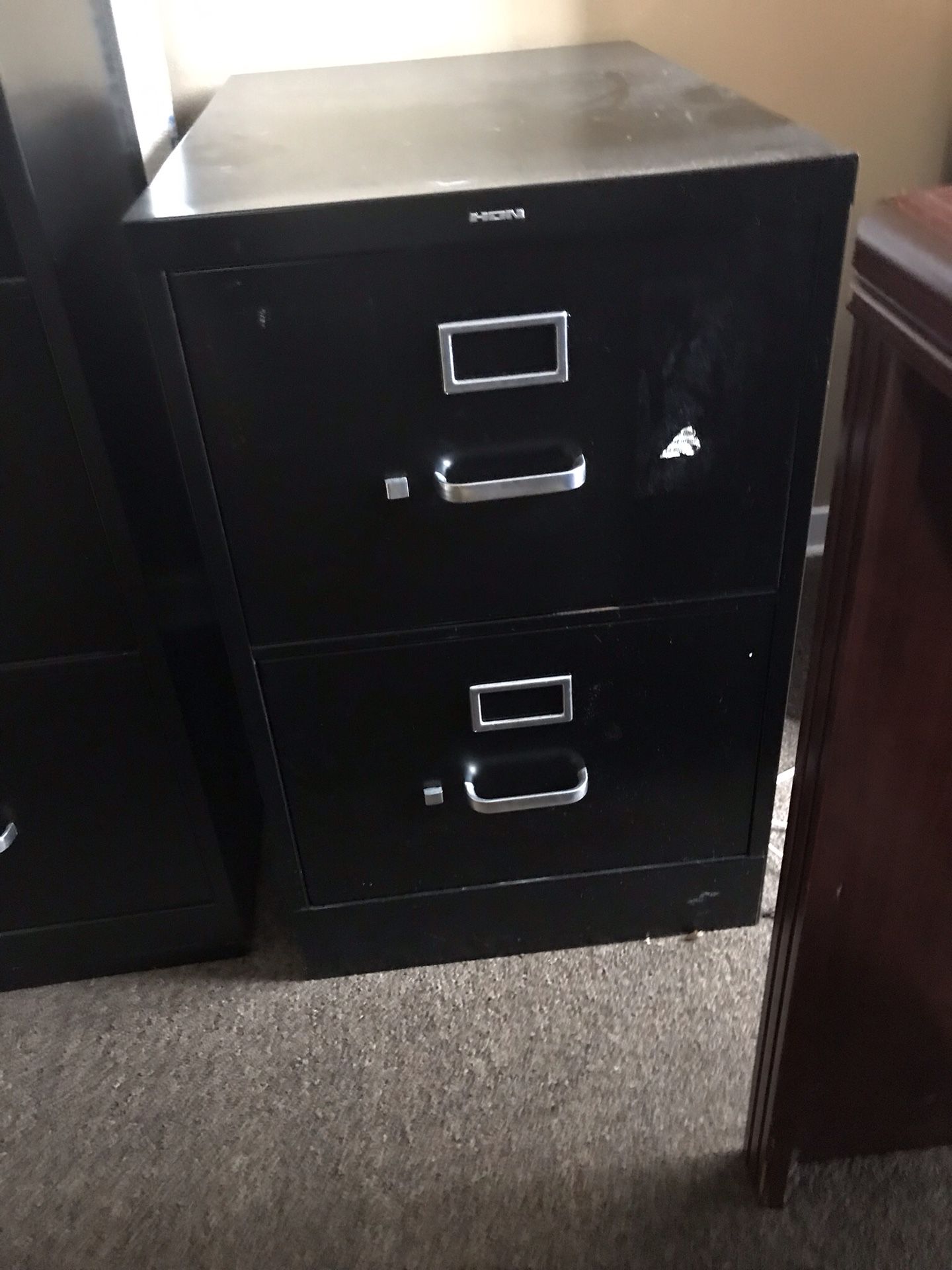 Hon 2 drawer metal legal size filing cabinet-black