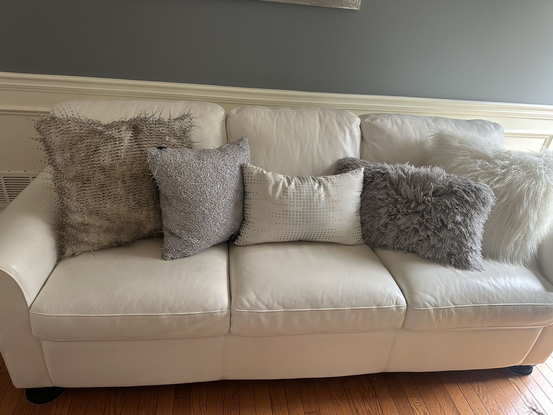 White Couch/Real Leather