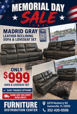 MADRID GRAY LOVESEAT AND SOFA $999!! FAST SHIPPING 🚚 NO CREDIT CHECK FINANCE💰