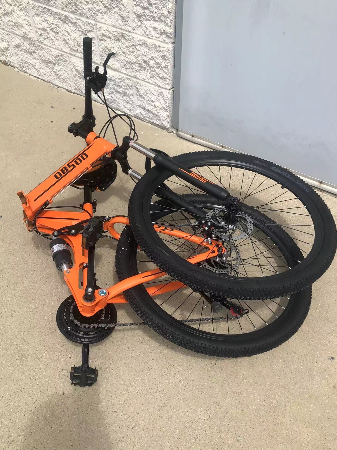 26” double disc front and rear suspension folding mountain bike