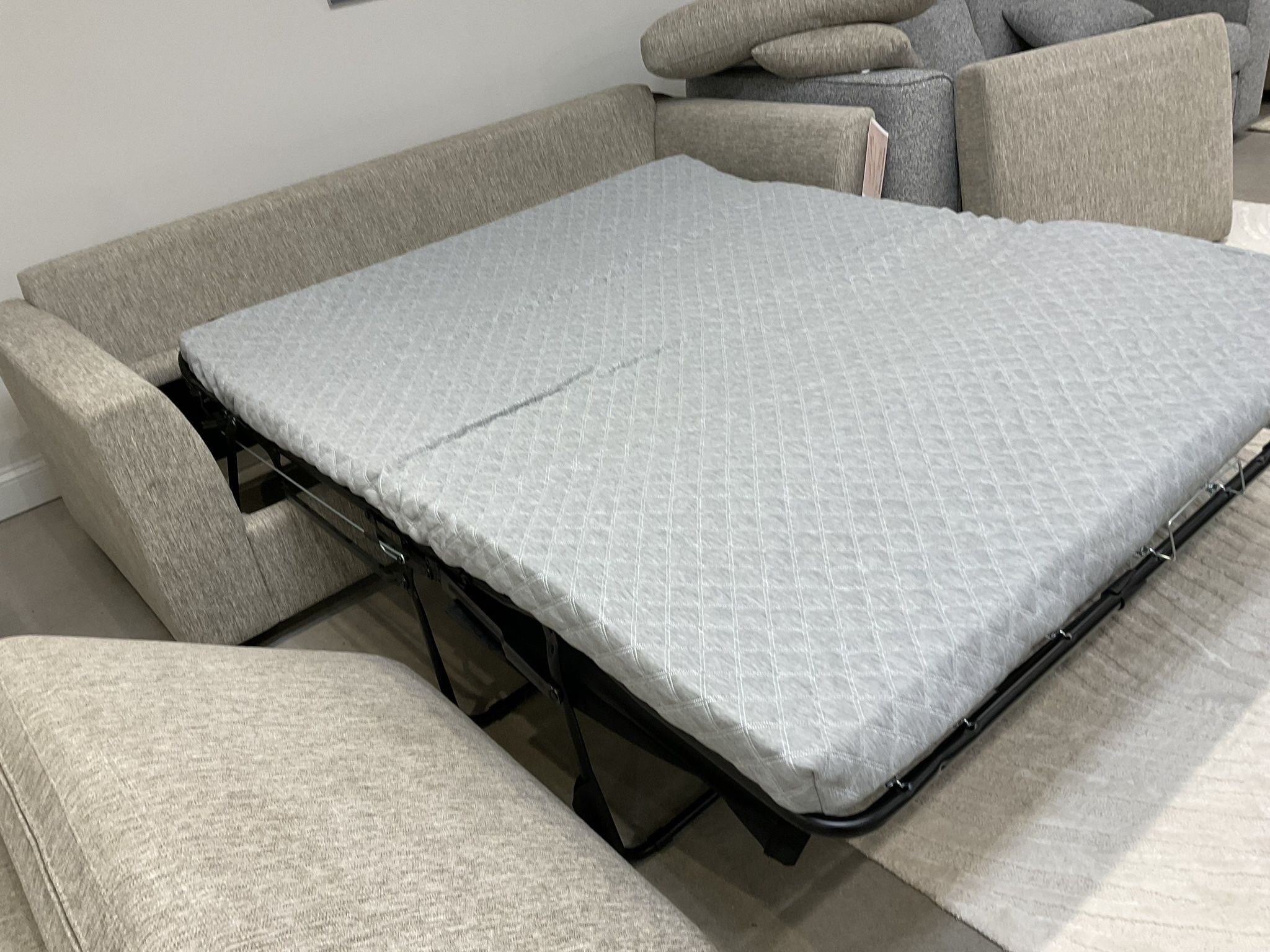 New Queen size double sleeper sofa gray color fabric