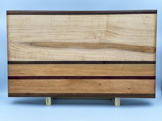 Handcrafted Hardwood Cutting Board – Cherry, Walnut, and Purpleheart Stripes