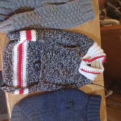 More Pet Cloths.. Three Well Made Sweater's SIZE (M) ONE santa Suit