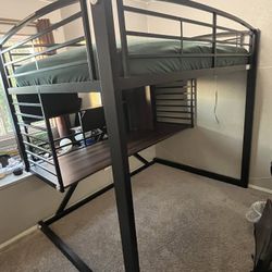 Full Size Loft Bunk Workstation W/ Mattress 