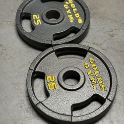 Pair Of 25 Pound Gold’s Gym Olympic Weights