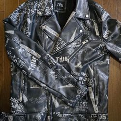 Zara leather jacket, size L, oversized