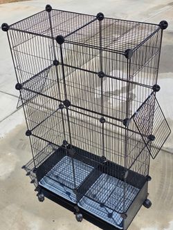 Bird cage with bird litter and cleaner