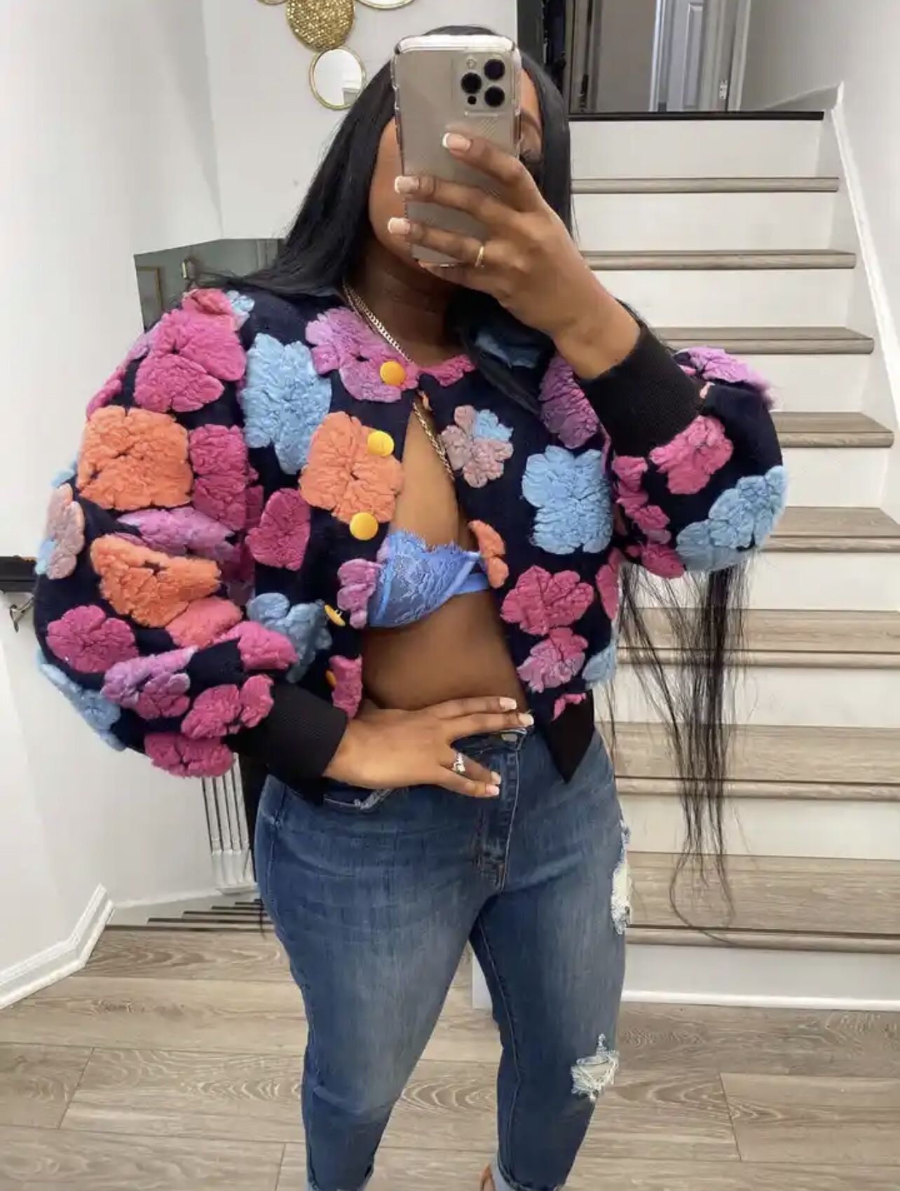 Floral Crochet style Cardigan Jacket
