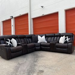 *Free Delivery* Leather Power Reclining Sectional Couch