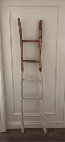 Rustic Two-Tone Decorative Wood Ladder