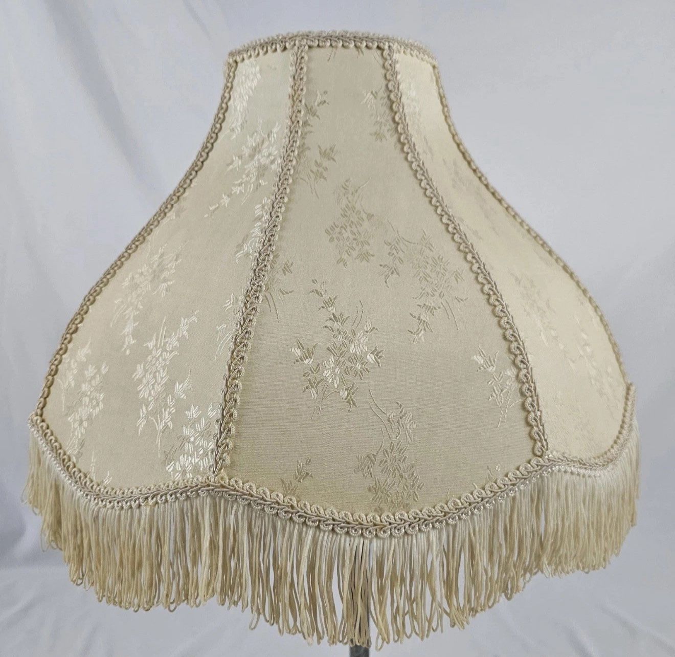 Vintage Embroidered Damask Lamp Shade Lampshade Brocade Trim Fringe Victorian