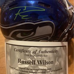 Seattle Seahawks Signed Russell Wilson Mini Helmet 