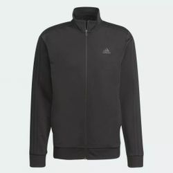 adidas Men's Essentials Warm-up 3-Stripe Track Jacket (Black / Black) Small