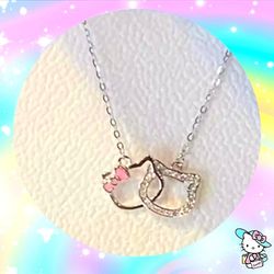 Hello Kitty Sanrio Necklace Crystal Rhinestone Pendant Charm Jewelry Kawaii