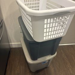 Laundry Basket + 2 Large Storage Bins