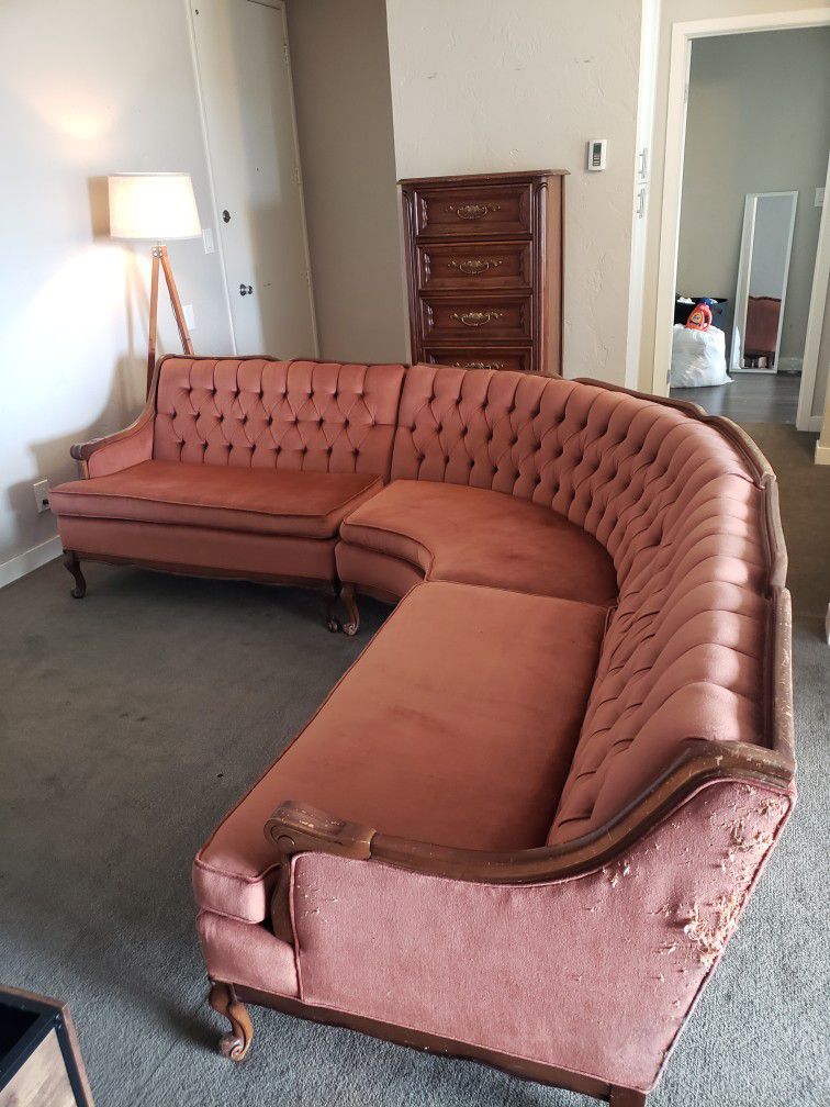 Vintage 1960s Velvet Sectional Sofa