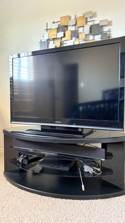 TOSHIBA REGZA 52 inch TV with stand and VIZIO sound bar