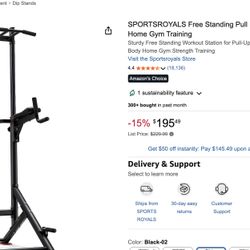 Sportsroyals Pull Up Bar Dip Station Power Tower