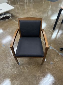 Wooden Guest Chair w/ Black Fabric/Walnut Frame