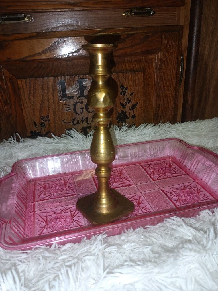 Vintage Solid Brass Candle Holder For Sale.